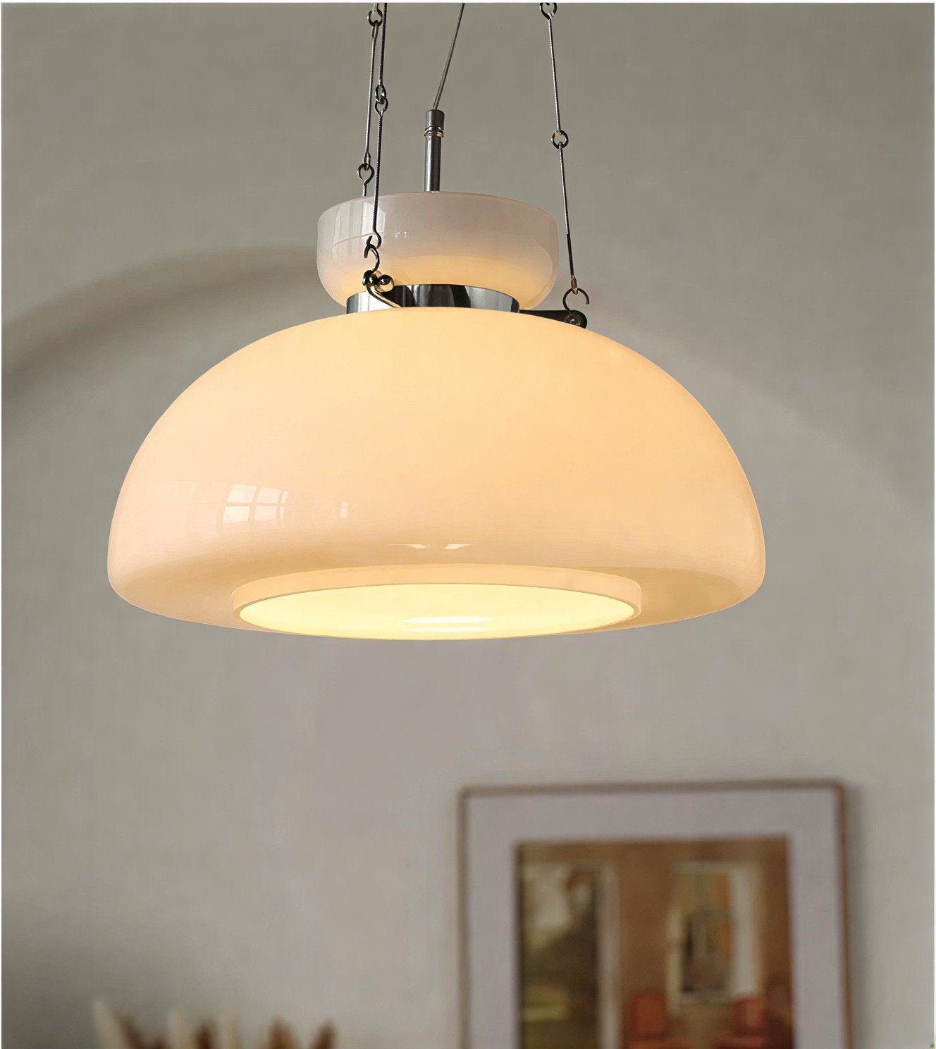 Opal glass pendant lamp
