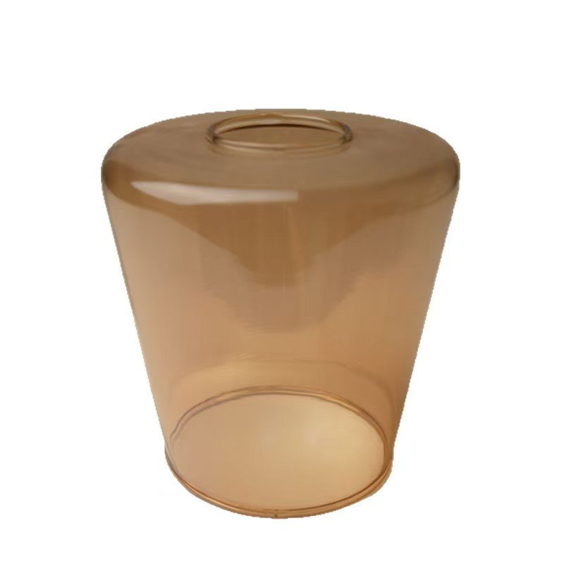 Amber vacuum electroplated glass shade with tapered cylinder shape, champagne gold mirror finish for modern pendant lights