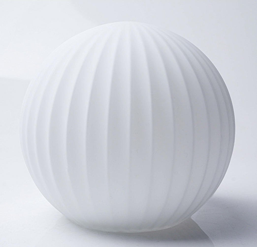 Matte white ribbed glass globe shade replacement with vertical fluted texture for pendant lights