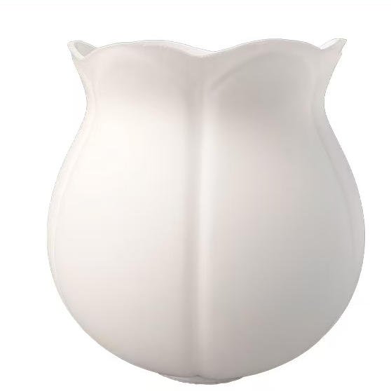 Opal white glass tulip lamp shade replacement with scalloped rim and fluted petal design