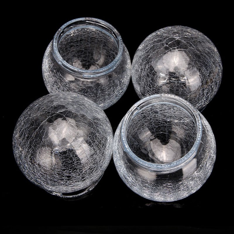 Clear crackle glass lamp shades with threaded neck - replacement globes for ceiling fans and pendant lights.