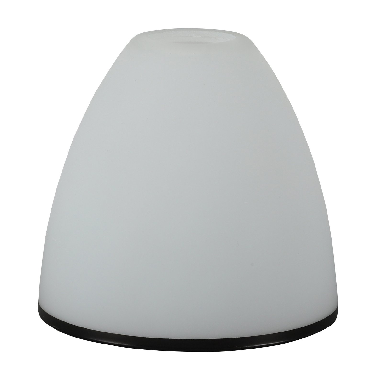 Opal white acid-etched glass cone shade with hand-painted black rim, matte finish replacement for farmhouse pendant lights