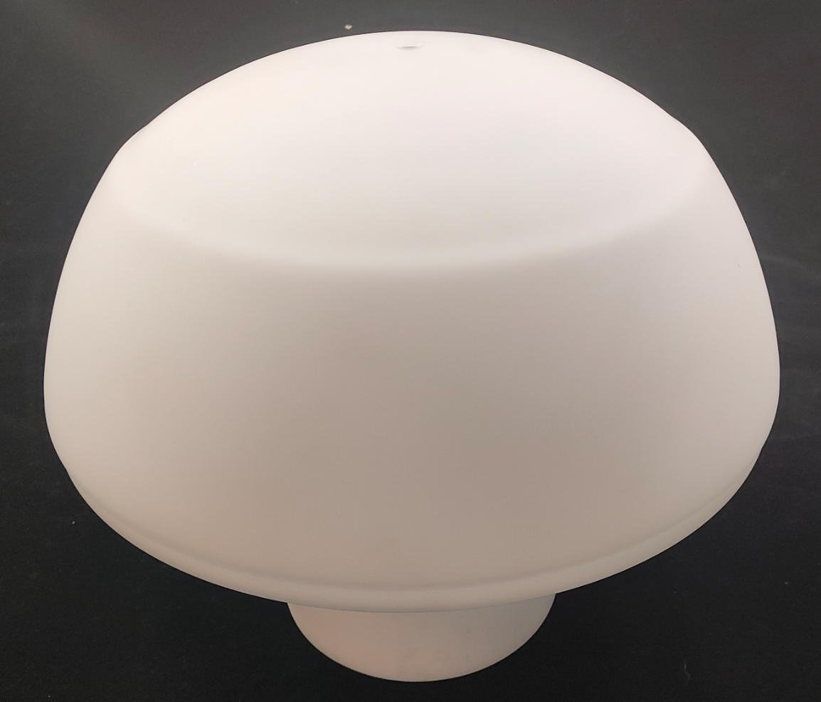Opal white mouth-blown mushroom glass lamp shade replacement for vintage table lamps and mid-century modern floor lighting fixtures
